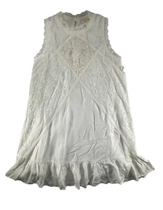 Chelsea & Violet Lace Dress Mock Neck Ruffle Sleeveless Shift Flower White XL - Picture 1 of 8