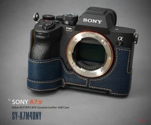 Medio estuche y placa de cola de milano para cámara de cuero genuino LIM'S para Sony A7IV A7M4 azul marino - Imagen 1 de 12