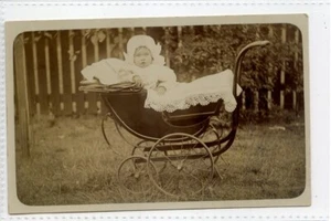(Gd4548) RPPC, Baby in Stunning Pram , Very Clear photo c1910 - Picture 1 of 4