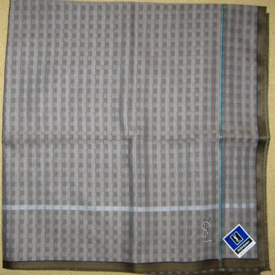 YVES SAINT LAURENT *Woven Plaid Scarf Handkerchief 48cm /ZOZEIMG - Image 1 of 4