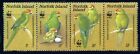 Norfolk Island 1987 - WWF Green Parrot - Strip of 4 - MNH