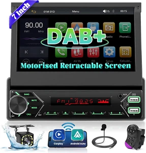 DAB/DAB+ Autoradio 1 DIN Con Schermo Motorizzato a Scomparsa, 7 Pollici Touchscr - Foto 1 di 12