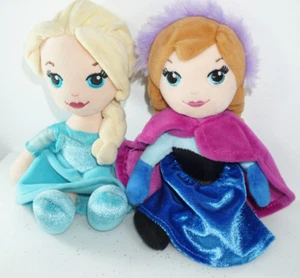 Disney Frozen Anna & Elsa Soft Plush Dolls Posh Paws 6 inch tall Excellent - Picture 1 of 6