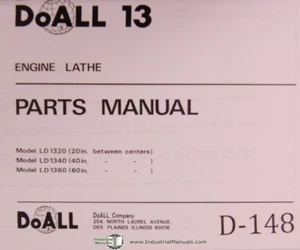 Doall 13 LD 1320, 40 60 Engine Lathe Parts Lists Manual 1979 - Picture 1 of 1