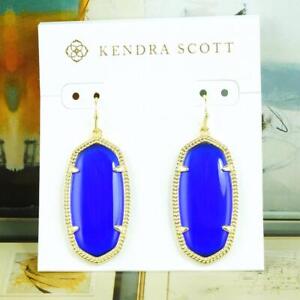 NWT Kendra Scott Elle Cobalt Blue Earrings Gold Tone