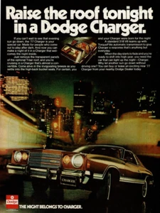 1977 Vintage Print Ad Raise the Roof Tonight in a Dodge Charger Night Belongs To - Bild 1 von 2