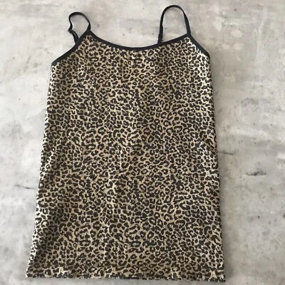 Camiseta sin mangas Y2K Cami para mujer grande X-grande leopardo animal marrón rave club bongo indie Foto 1 de 4