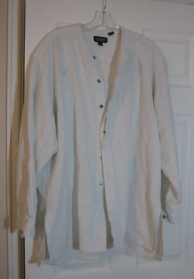 J Peterman Men's XL 2XL Cotton Shirt Band Collar Button Up Poet Boho - Image 1 of 4