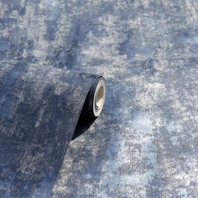 Papel pintado Arthouse industrial metálico plateado azul marino 902108 textura piedra hormigón Foto 1 de 3