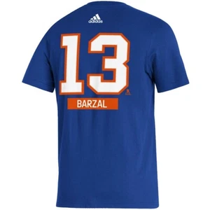 New York Islanders Mathew Barzal Adidas Blue Name And Number Jersey T-Shirt - Picture 1 of 3