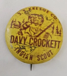 VTG S.S. Kresge Co. Davy Crockett Indian Scout Collectible Pin/Pinback  - Picture 1 of 5