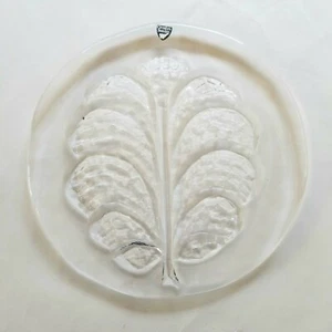 Orrefors Sweden Eden Leaf Cheese Plate Crystal Platter 9" Glass - Picture 1 of 3