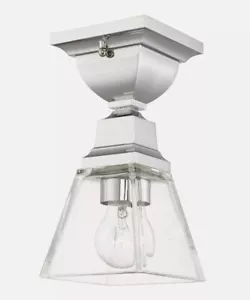 NEW Livex Lighting 45562 Mission 1 Light 5"W Semi-Flush Ceiling Chrome 45562-05 - Picture 1 of 3