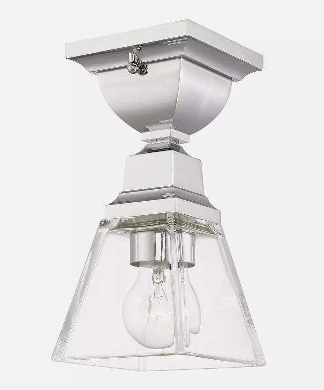NEW Livex Lighting 45562 Mission 1 Light 5"W Semi-Flush Ceiling Chrome 45562-05 - Image 1 of 3