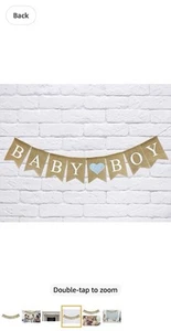 Baby Boy Burlap Banner for Baby Shower Decorations (light blue heart) - Picture 1 of 3