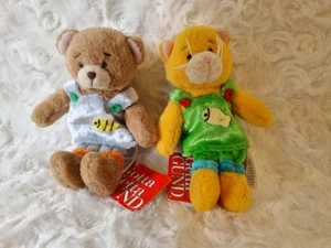 Gund Sweet Peas Finger Puppets Soft Toys X2 Approx 3.5" Cat &Bear With Tags - Picture 1 of 10