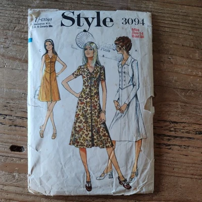 Vintage 1980s STYLE Pattern 3094 Misses' Dress in Two Lengths Size 14 Bust 92 cm - Image 1 of 3