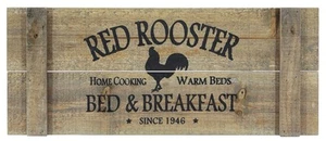 Letrero de madera de cocina casera Red Rooster Bed and Breakfast 22 pulgadas - Imagen 1 de 2