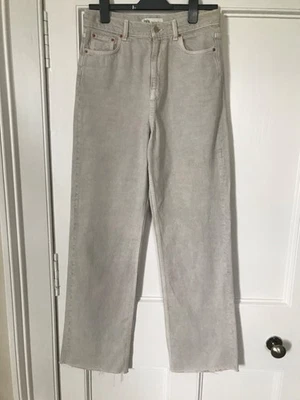 Zara light gray wide leg jeans size UK 12 - Image 1 of 4