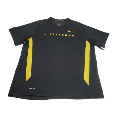 Nike LIVESTRONG Dri Fit Black/Yellow Short Sleeve Athletic Shirt Size XL - NWOT - Image 1 of 4