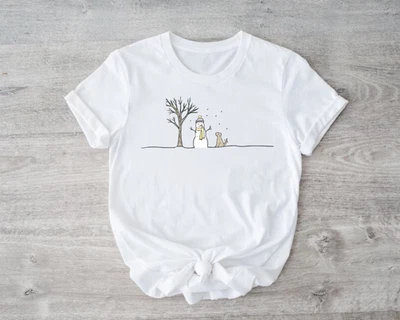 Snowman and Cute Dog T-Shirt Christmas Gift For Men Women Kids - Изображение 1 из 4