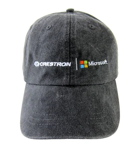 NWT Adams Cool Crown MICROSOFT CRESTRON Grey Cotton Canvas Leather Strap Hat OS - Picture 1 of 7