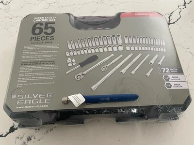 Новый Matco 65 шт. 1/4 дюйма и 3/8 дюйма Dr 6. Набор и футляр для магазина Metric Silver Eagle поколения ПВХ - Изображение 1 из 2