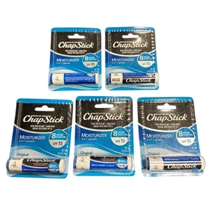 5 Pack Chapstick Moisturizer Lip Balm, Original, SPF 15, 0.15 oz - Picture 1 of 3