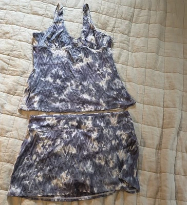 Athleta Women’s Blue Tulum Tie Dye Tankini Top And Skort Size L - Image 1 of 4