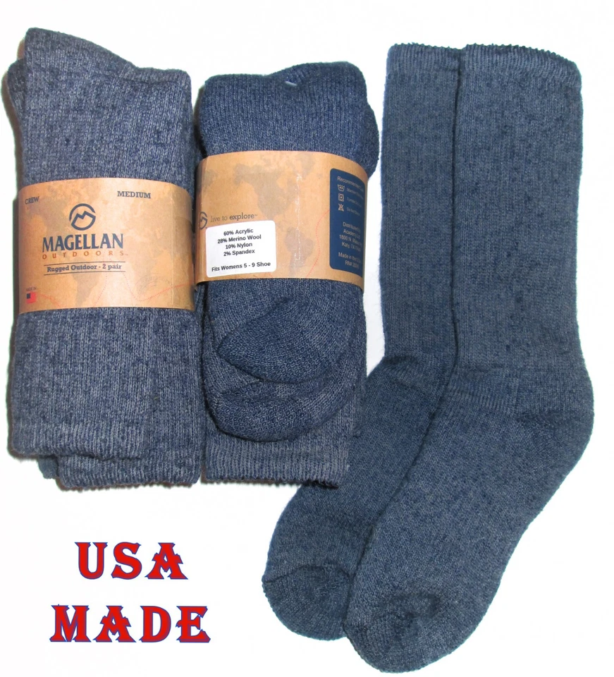 2 pares de calcetines térmicos acolchados de mezcla de lana merino acrílico suave Magallanes para mujer Foto 1 de 4