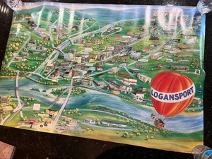 Vintage Logansport Indiana Cartoon Übersichtskarte 3’x2’ - Bild 1 von 12