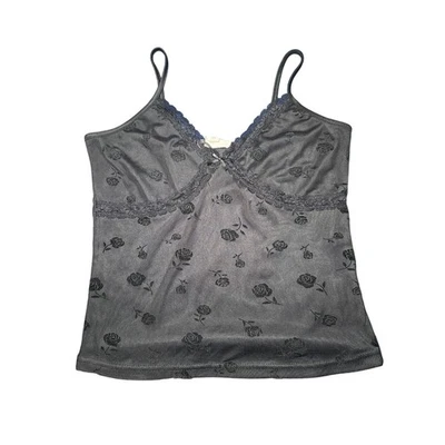 Mujer Negro Encaje Babydoll Floral Cami Camiseta sin Mangas Mediana Coqueta Y2k Festival Foto 1 de 4