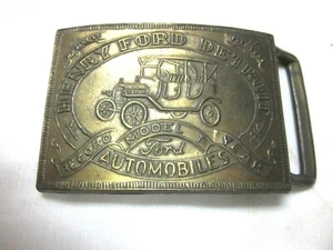 Oldtimer Ford Messing Gürtelschnalle Henry Ford Detroit Modell T - Bild 1 von 3