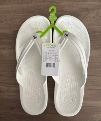 ⭐️NUEVO CON ETIQUETAS⭐️ Chanclas Crocs Crocband para hombre talla 11 blancas 11033-100 Foto 1 de 4