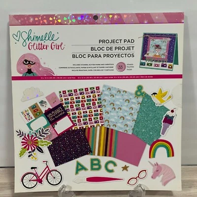 American Crafts "Shimelle Glitter Girl" 12x12 Paperpad 33 Sheets Cardstock Stick - Image 1 of 4