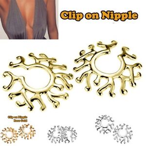 2pcs Non Piercing Fake Clip On Nipple Ring w/ Tribal  Shields Body Jewelry UK