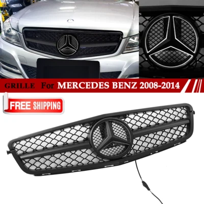 Matte Black W/LED Star Grill Grille For Mercedes Benz W204 2008-2014 C300 C350 - Image 1 of 4