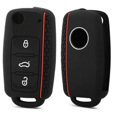 2x Silicone Car Key Cover Case Remote Fob Keyring Sleeve For VW Seat Skoda UK