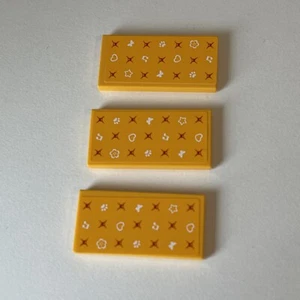 LEGO Pieces: 3 bright light orange Tile 2x4 w/ Sticker (87079pb0130) - Picture 1 of 2