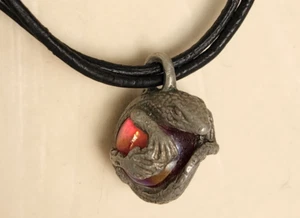 Vtg Lizard Reptile on Glass Ball Necklace Black Cord Witchy Spell Caster Magic - Picture 1 of 6