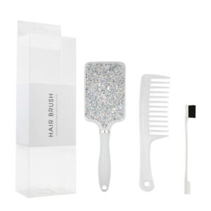 Dazzling Air Bag Cushion Hair Brush Comb + Big Teeth Comb & Eyebrows Brush Set