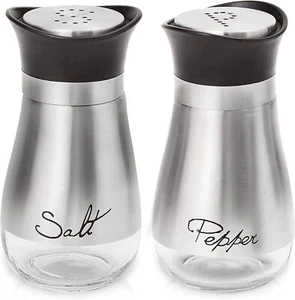 Salt and Pepper Shakers Set Salt Containers for Gifts Kitchen Decor with Stain - Picture 1 of 3