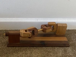 VTG HANDCRAFTED WOOD MECHANICAL CRANK machine Wood Art - Picture 1 of 12