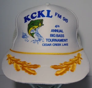 1990s Big Bass Fishing Cedar Creek Lake KCKL Malakoff Texas Snapback Trucker Hat - Picture 1 of 14