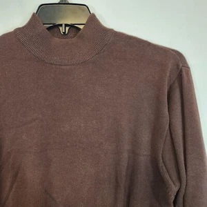 Neiman Marcus Cardigan Mens SM Brown Mock Neck Cotton Casual Outdoor Sweater - Picture 1 of 7
