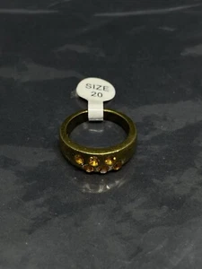 Bronze Tone Open Filigree Band With Orange Rhinestones Women’s Size 10 Ring - Picture 1 of 8