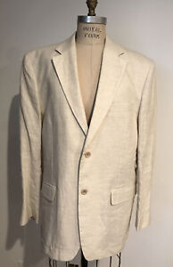 Tasso Elba Natural 100% Linen 2 Button Classic Blazer Sport Coat Mens Sz L 42-44