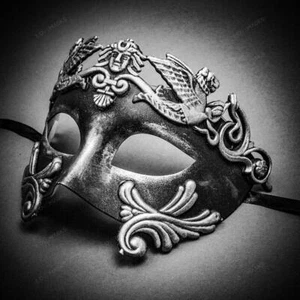 NEW Roman Greek Emperor Masquerade Venetian Halloween Party Mask For MEN Silver - Picture 1 of 4