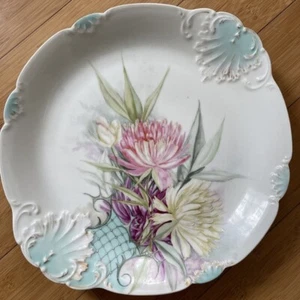 Antique CFH GDM France Handpainted Floral Serving Tray / Cake Plate Gold Gilt - Picture 1 of 12