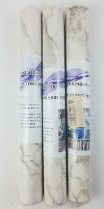 Lot of 3 Yancorp Marble Contact Paper Self-Adhesive Marble Stick White/Gray - Picture 1 of 2